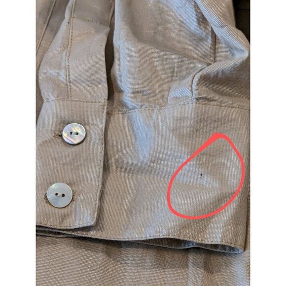 TanJay Womens Plus 20W Button Up Shirt Beige Shimmer Wet Look Pockets Epaulettes - Picture 8 of 8